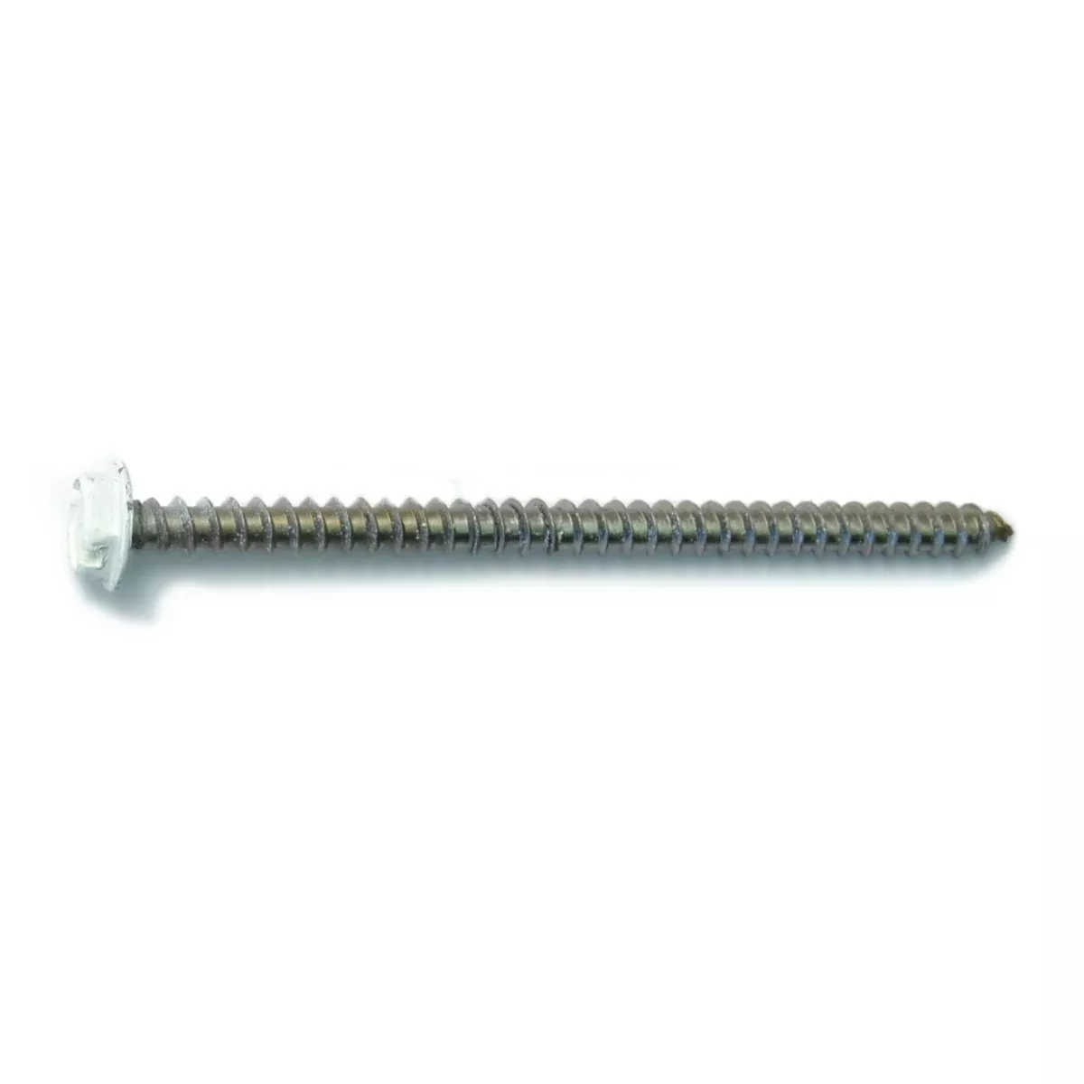 #10-11 x 3" White 18-8 Stainless Hex Sheet Metal Screws (12 pcs.)
