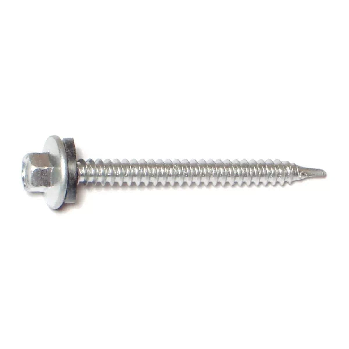 #10-14 x 2" Silver Ruspert Coated Steel Hex Washer Head Pole Barn Self-Drilling Screws