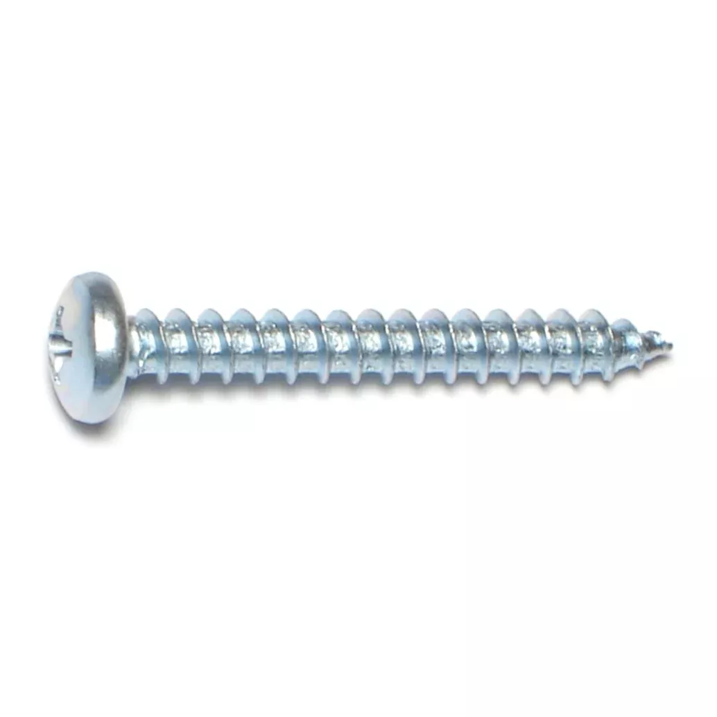#10 x 1-1/2" Zinc Plated Steel Phillips Pan Head Sheet Metal Screws (30 pcs.)