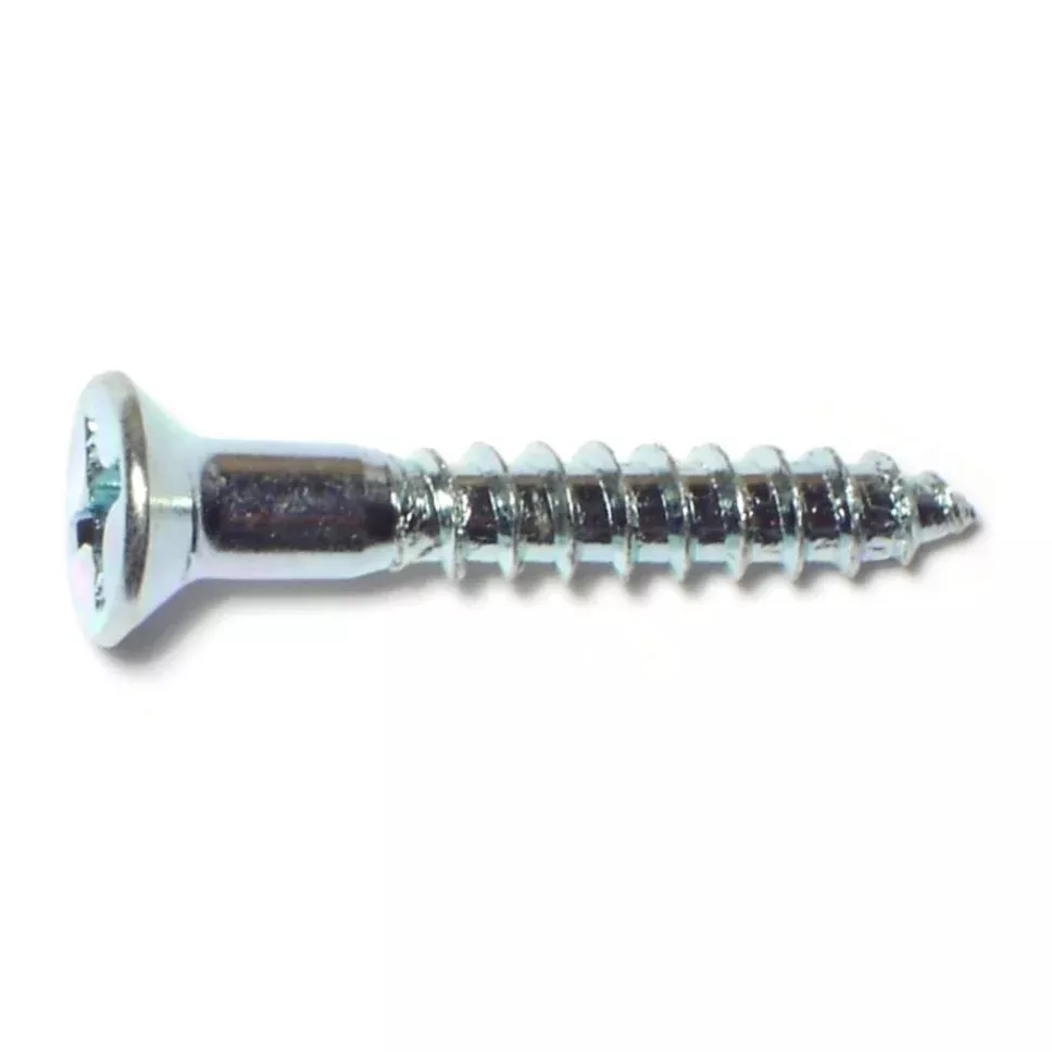 #10 x 1-1/4" Zinc Plated Steel Phillips Flat Head Wood Screws