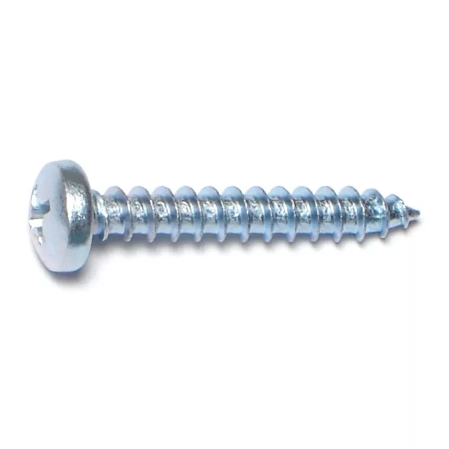 #10 x 1-1/4" Zinc Plated Steel Phillips Pan Head Sheet Metal Screws (40 pcs.)