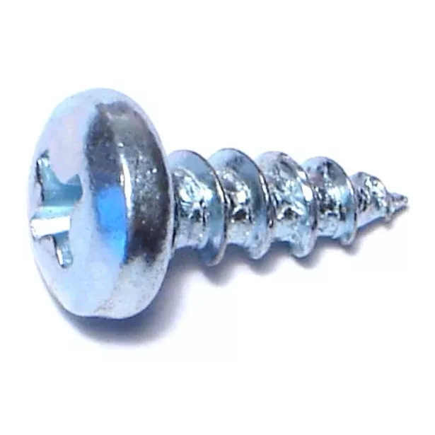 #10 x 1/2" Zinc Plated Steel Phillips Pan Head Sheet Metal Screws (60 pcs.)