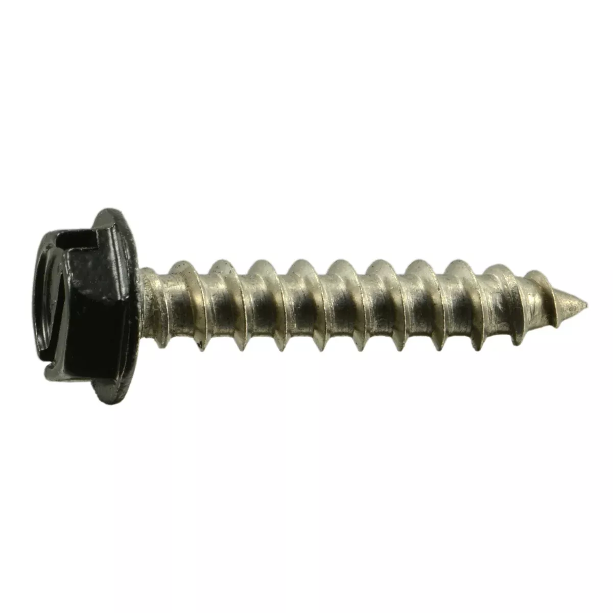 #10 x 1" Black 18-8 Stainless Hex Head Sheet Metal Screws (25 pcs.)