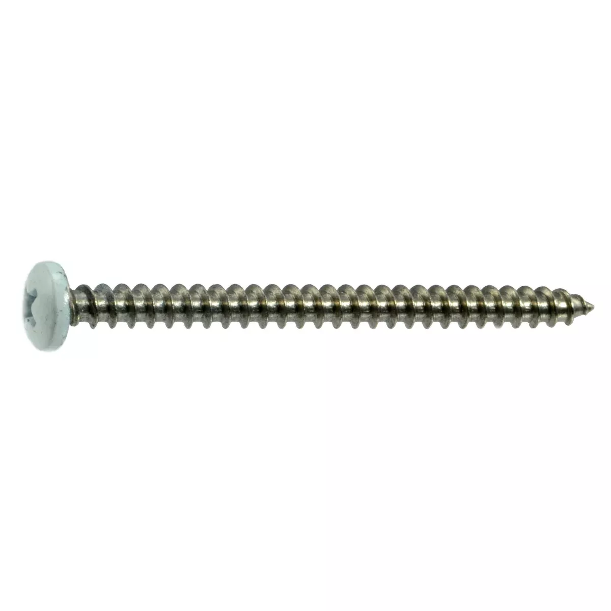 #10 x 2-1/2" White Painted 18-8 Stainless Steel Phillips Pan Head Sheet Metal Screws