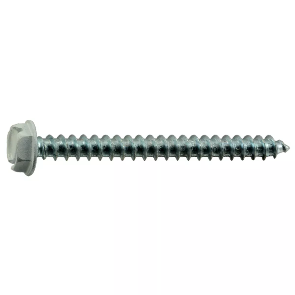#10 x 2" White Painted Steel Slotted Hex Washer Head Sheet Metal Screws