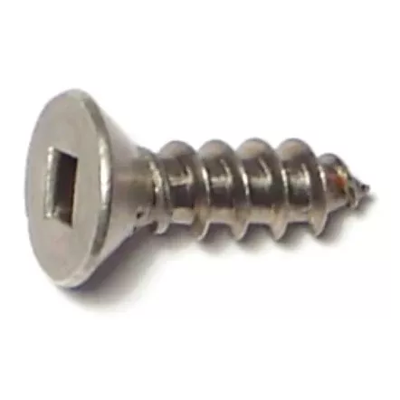 #12 x 3/4" 18-8 Stainless Square Drive Flat Head Sheet Metal Screws (18 pcs.)