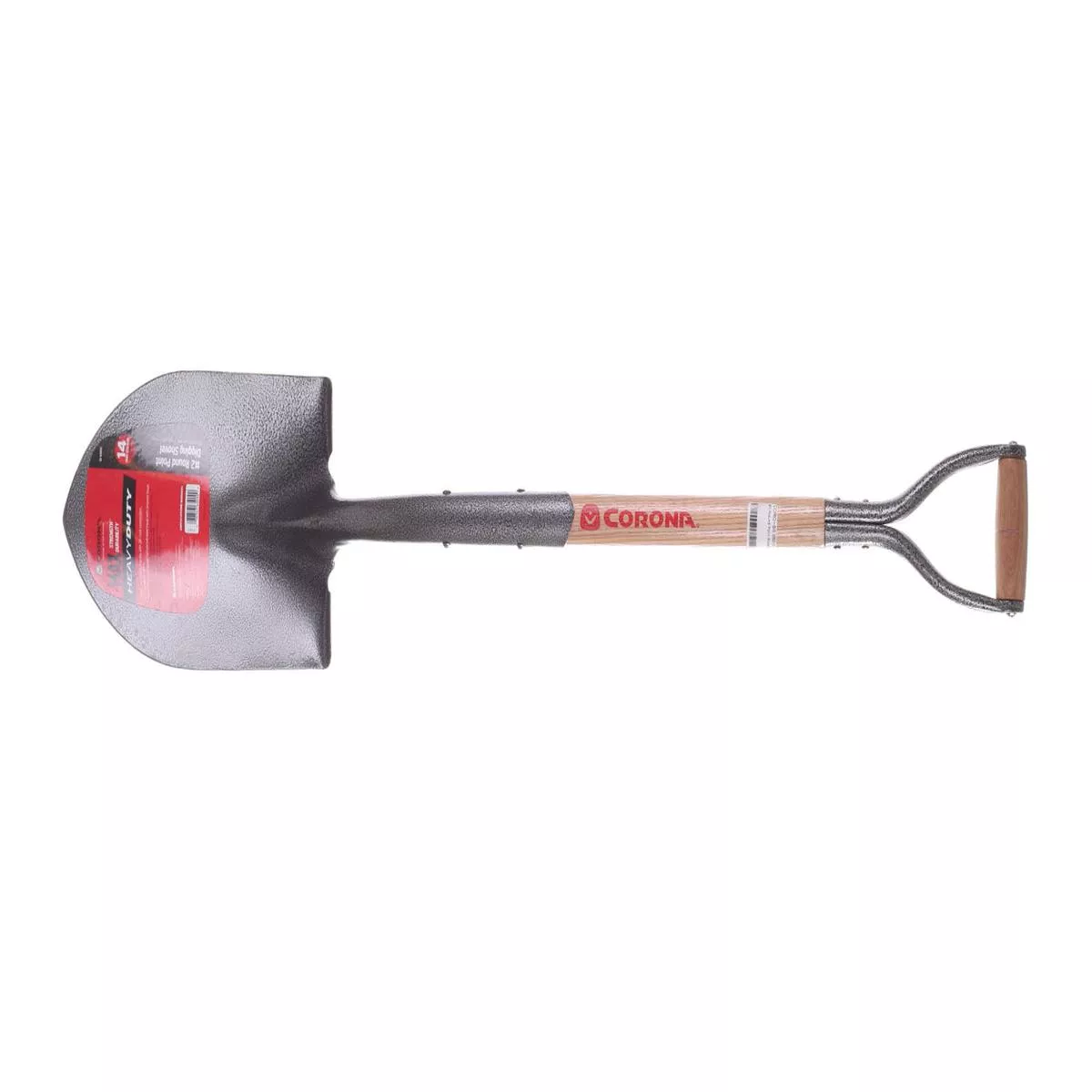 #2 Round Point Shovel – D-Grip – 14 gauge, 30 inch Ash wood handle, steel & wood