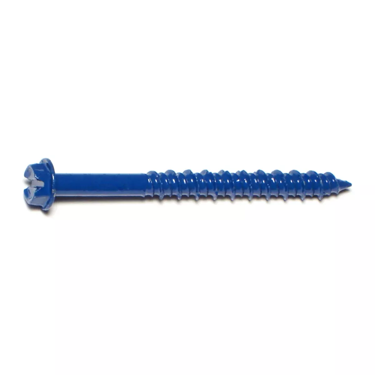 3/16" x 2-1/4" Blue Ruspert Coated Steel Slotted Hex Washer Head Masonry Screws