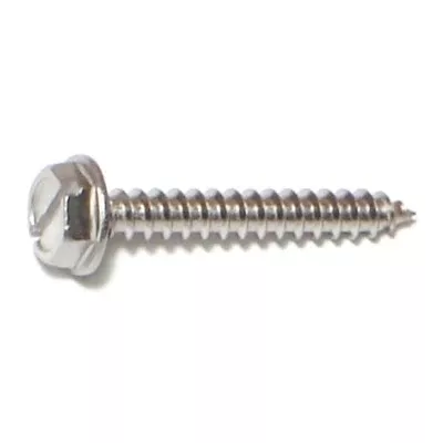 #6 x 1" 18-8 Stainless Slotted Hex Washer Head Sheet Metal Screws (100 pcs.)