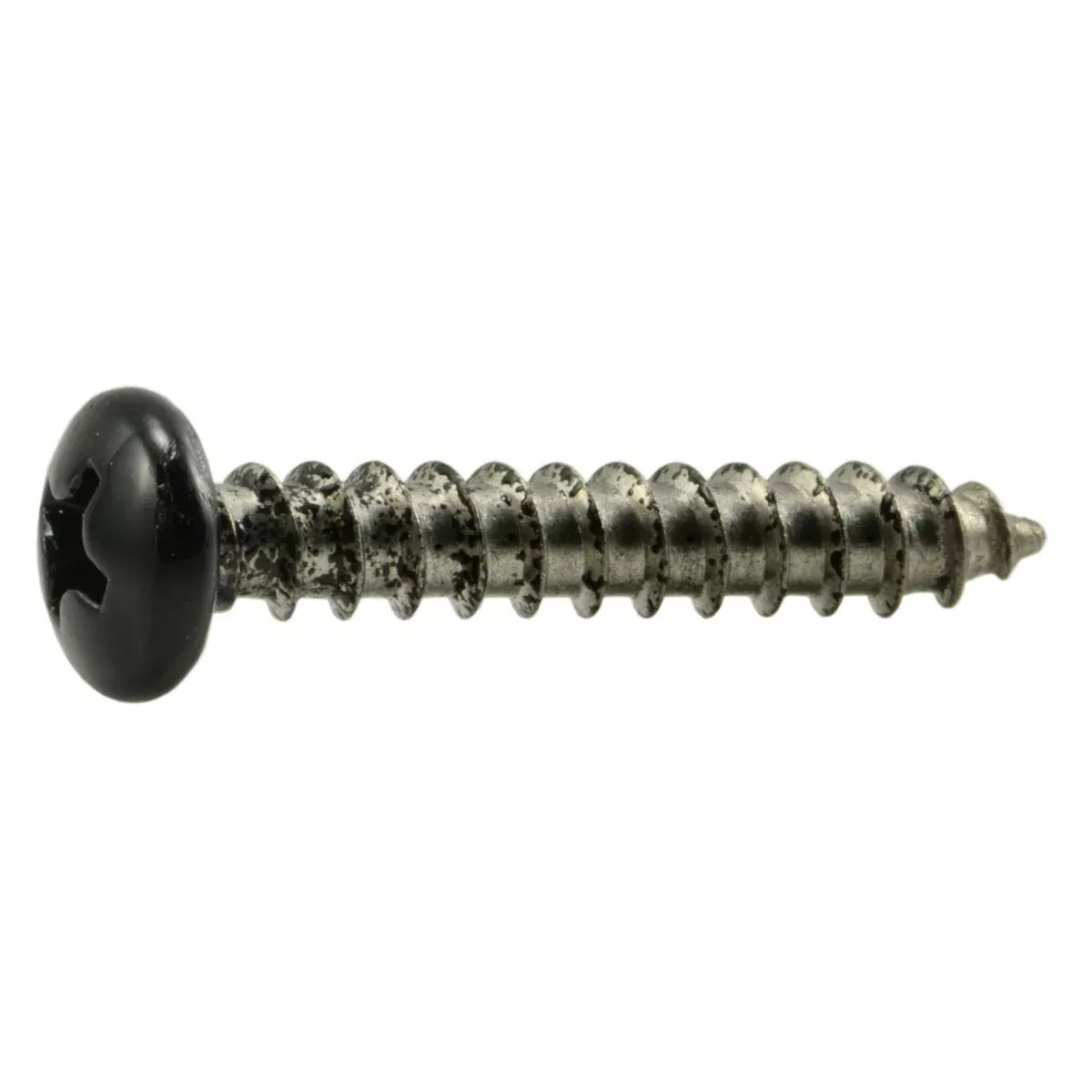 #8 x 1" Black Painted 18-8 Stainless Steel Phillips Pan Head Sheet Metal Screws