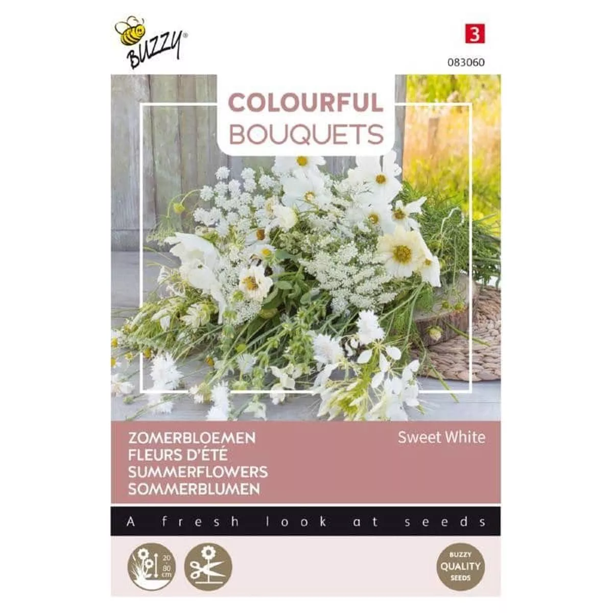 Buzzy Colorful Bouquets, Sweet White