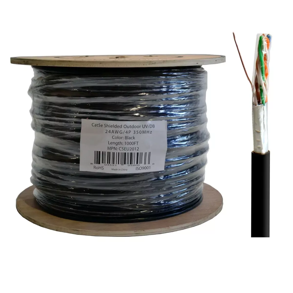 Cat5e Shielded Ethernet Outdoor FTP Direct Burial 1000FT 24AWG Cable