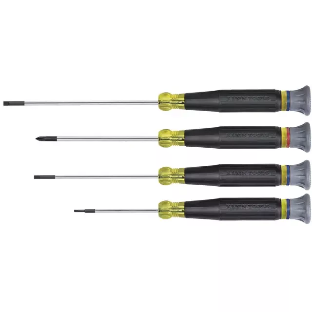 Klein Tools 85613 4 Piece Electronics Screwdriver Set w/ Rotating Caps