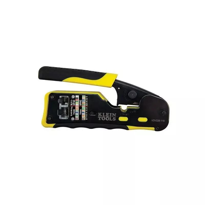Klein Tools VDV226-110 Pass-Thru Modular Wire Crimper- Cut Strip Crimp
