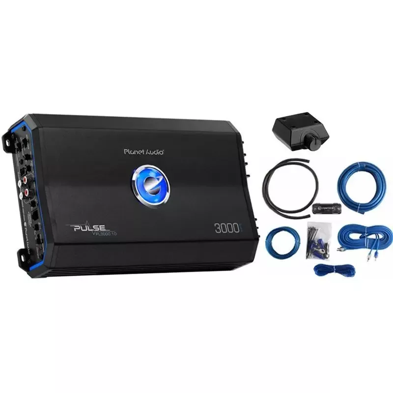 Planet Audio PL3000.1D Class D Monoblock Amp Pulse 3000W with 4 Gauge Amp Kit