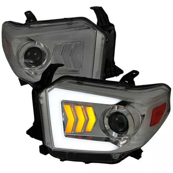 Spec-D 14-21 Tundra Projector Headlights SEQ LED Chrome Smoked