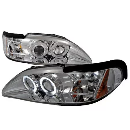 Spec-D 94-98 Ford Mustang Halo Projector Headlights Chrome