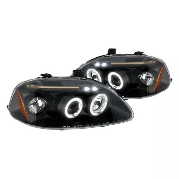 Spec-D 96-98 Honda Civic Halo Projector Headlights Black