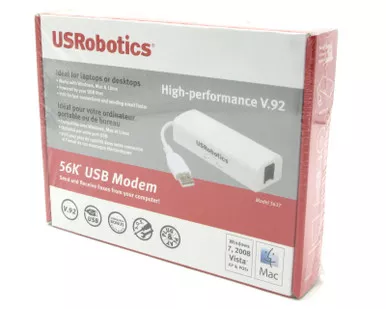 U.S. Robotics USR5637 56K USB Controller Dial-Up External Fax Modem w/Voice