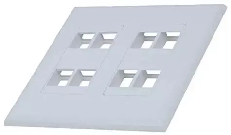 White 2-Gang 8-Port Screwless Keystone Jack Decora Wall Plate Insert