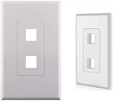 White 2-Port Screwless Decora Keystone Jack Wall Insert Cover Plate
