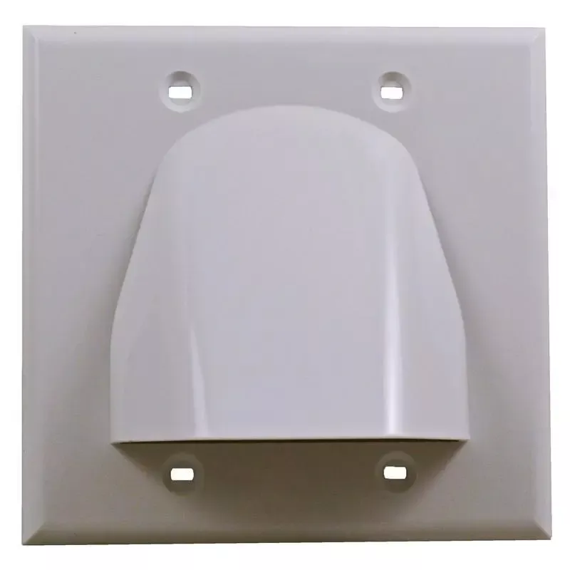 White Double-Gang Low Voltage Cable Pass Through Wall Face Plate